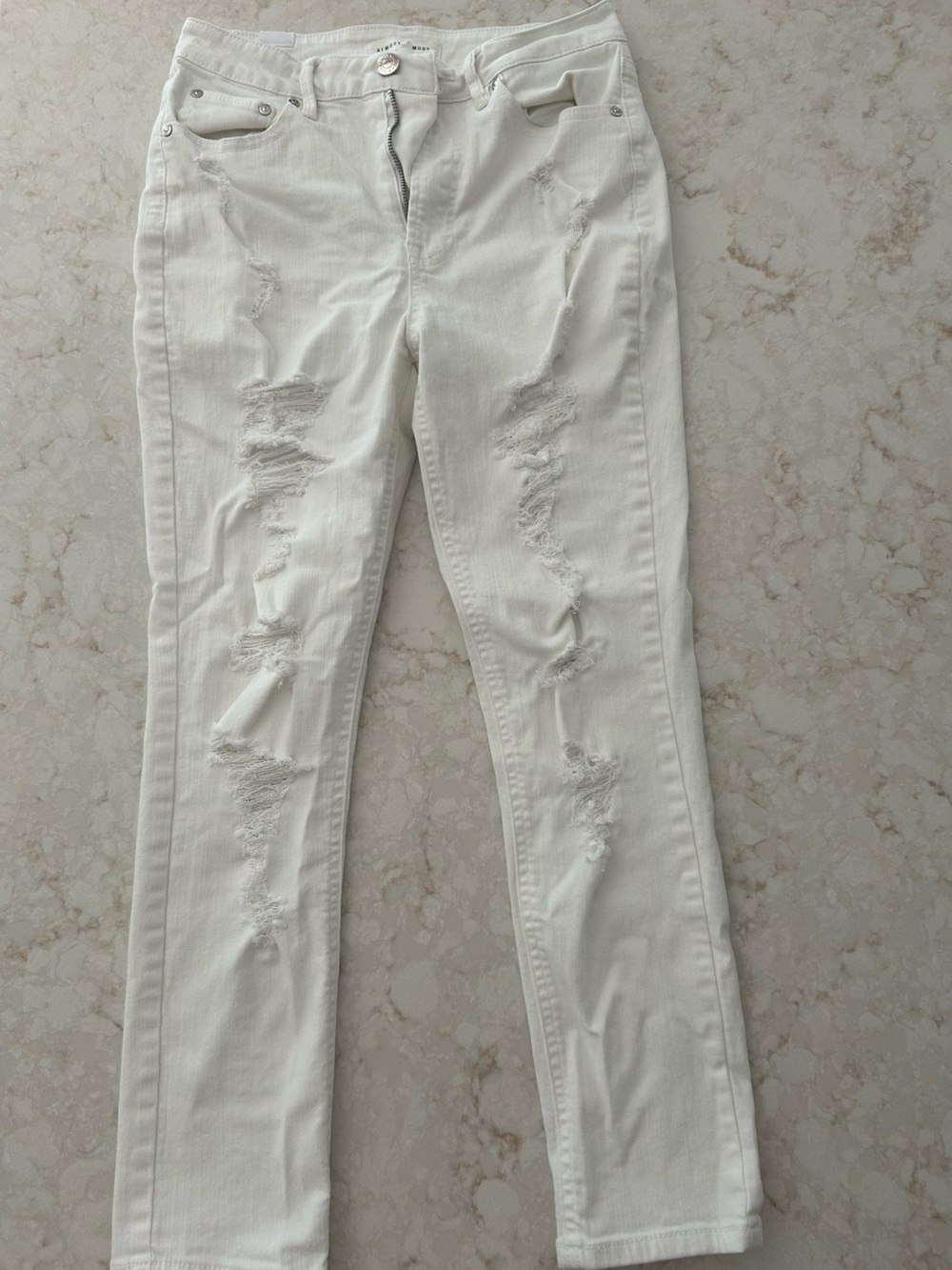 Almost Famous White Distressed Skinny Jeans